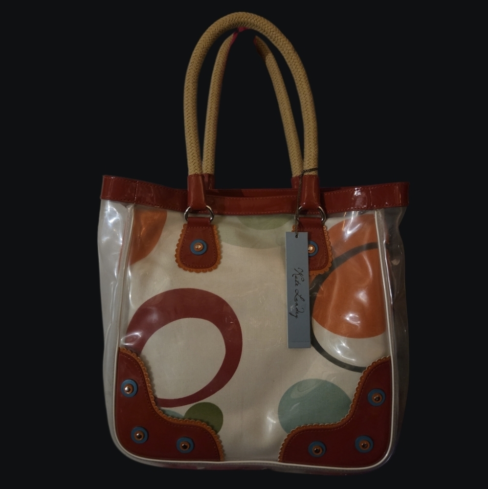 Kate Landry  Multicolored Tote Bag With An Abstract Design & Clear Vinyl Overlay